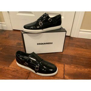 Dsquared2 Black Patent Leather Vernice Sneakers, Size 12 (US) 46 (EUR) New! $545